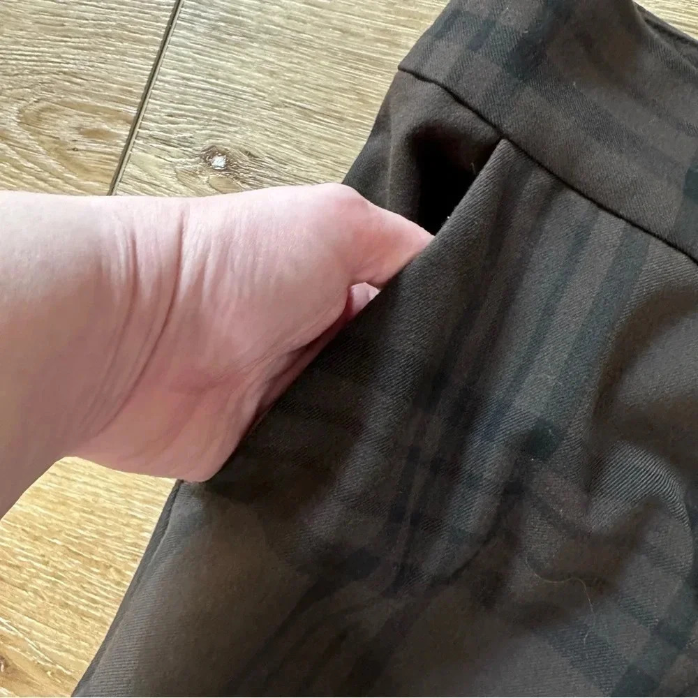 Zara Women's Brown High Waisted Checkered Plaid Wrap Buttoned Pants Size L GUC - Picture 8 of 9